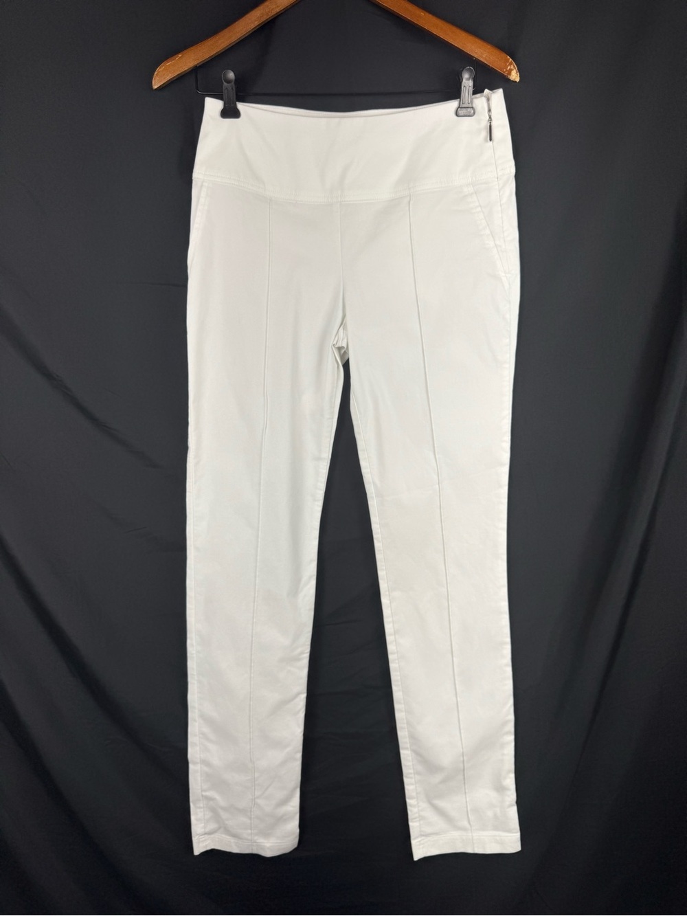 Anatomie Sonia Pant Small White Side Zip Stretch Cotton Blend Travel Trousers